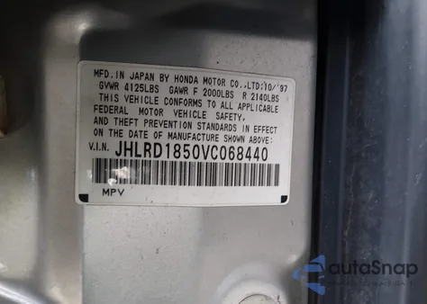 1997 Honda Cr-V z USA, uszkodzony, nr VIN 0JHLRD1850VC06844